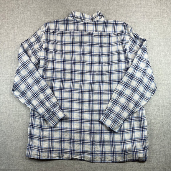 Cremieux French Linen Plaid Button Shirt Men XXL Blue White Prep Coastal NEW NWT - Picture 7 of 12